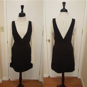 h&m black pinafore dress
